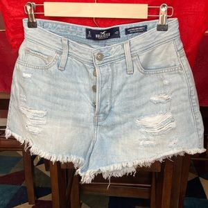 Hollister Women's Button Fly Cut Off Denim Shorts.  High-Rise Mom.  Size 5. W27.
